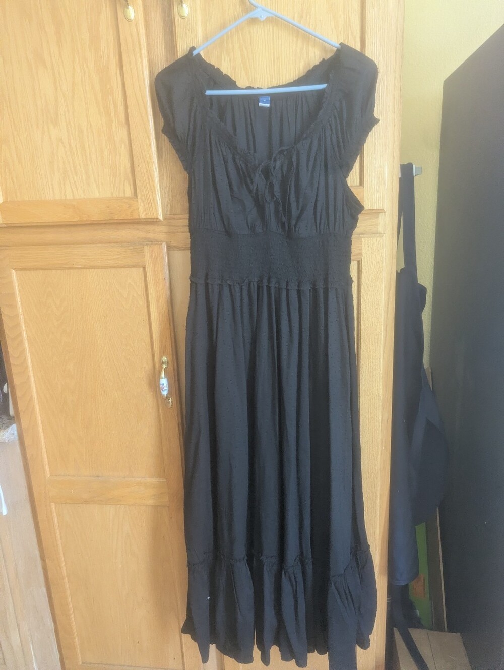Black Maxi Dress with Smocked Waist Size M